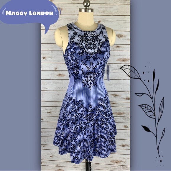 Maggy London Dresses & Skirts - Maggy London Blue & Black Dress with Pockets